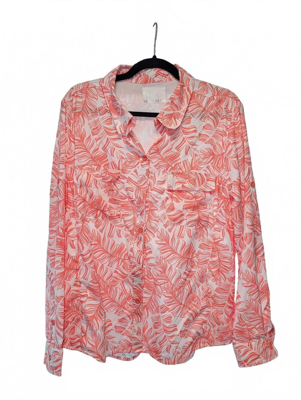 Women's Silver Bait XL Coral Leaf Print Long Sleeve Shirt